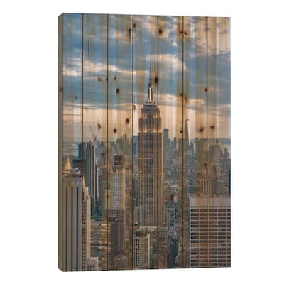 Empire State Building At Dusk, New York City Print On Wood by Jan Becke - Multi-Color