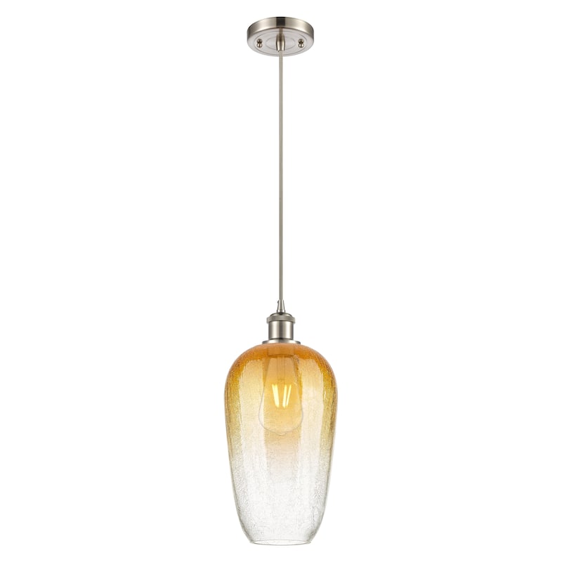 Innovations Lighting Endless Possibilities Ballston - Brookhaven Flute - 1 Light 7" Cord Hung Mini Pendant - Brushed Satin Nickel/Amber