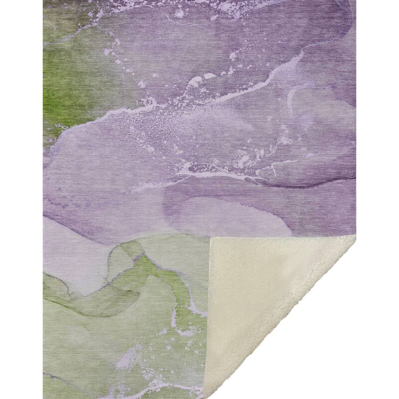 Premium Machine Washable Abstract Contemporary Sherpa Throw Blanket