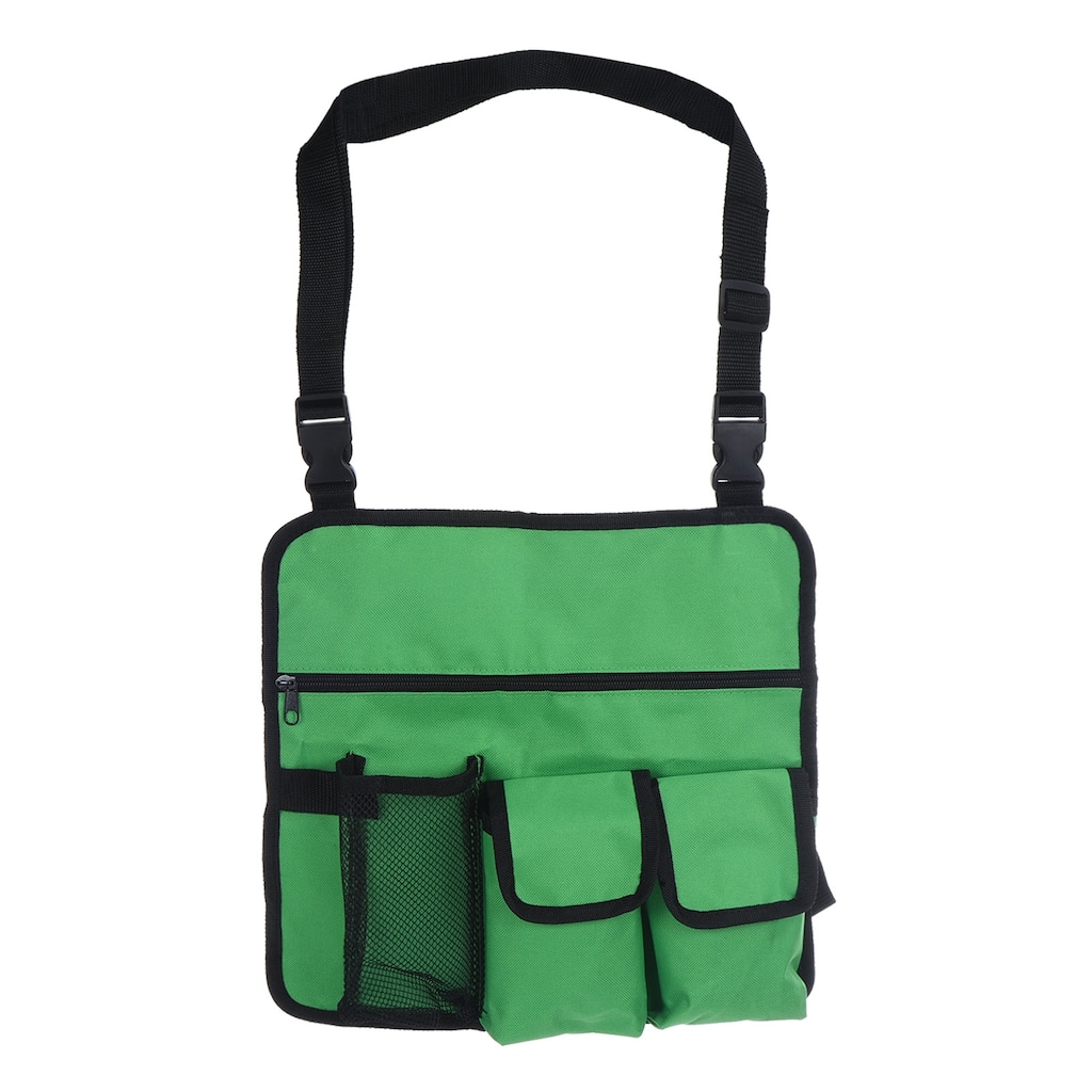 Chair Armrest Organizer, Polyester 4 Pockets Magazine Holder with Straps, Green