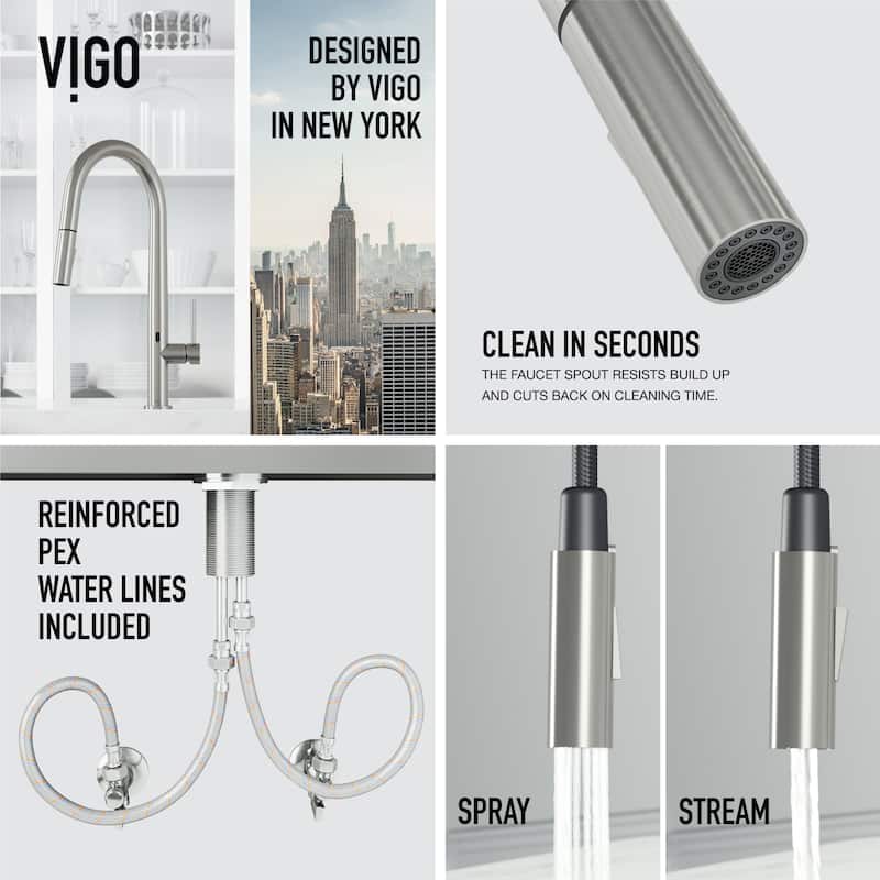 VIGO Greenwich 18" H Single Handle Pull-Down Sprayer Kitchen Faucet with Touchless Sensor