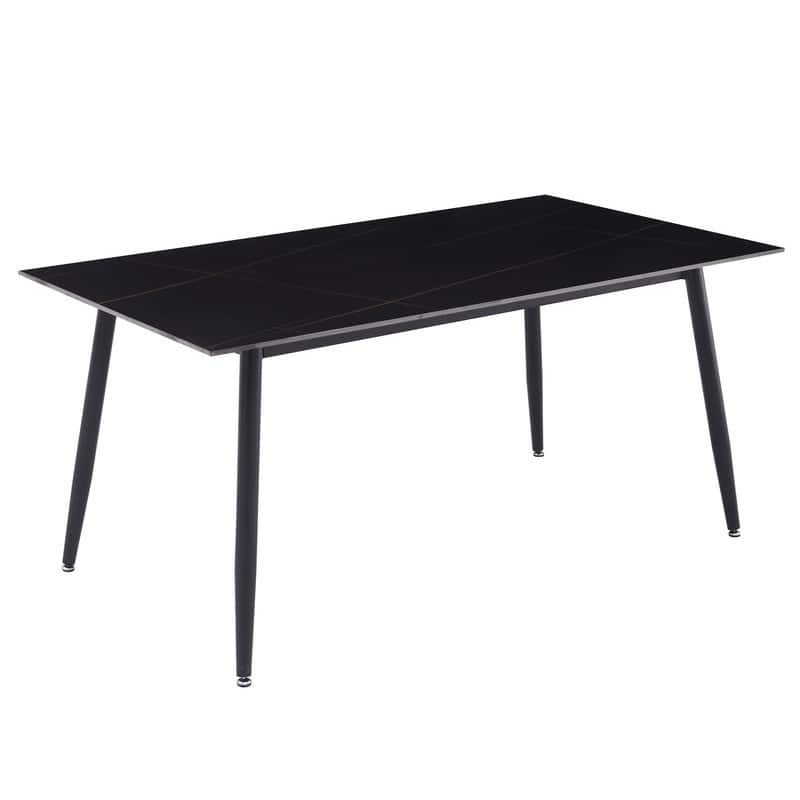 Zayle Series Modern Rectangular Dining Table 55"-71" with Glass or Sintered Stone Top and Powder-Coated Steel Base