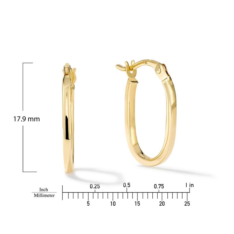 Clover 14K Gold High-Polish Oval Hoop Earrings