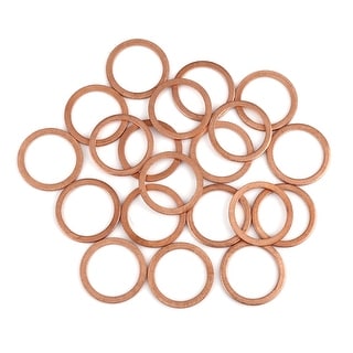 Yinpecly M24 Copper Flat Washers - 20pcs, 0.94" ID X 1.18" OD X 0.06" Thick, For Electrical & Plumbing Connections