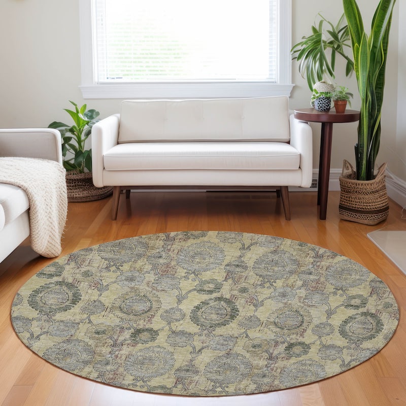 Machine Washable Indoor/ Outdoor Chantille Traditional Floral Rug