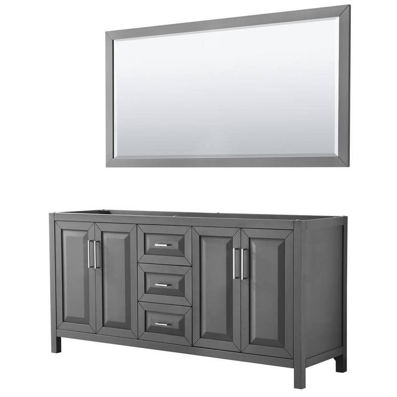 Wyndham Collection Daria 71" Double Free Standing Vanity Cabinet - - Dark Gray / Polished Chrome Hardware
