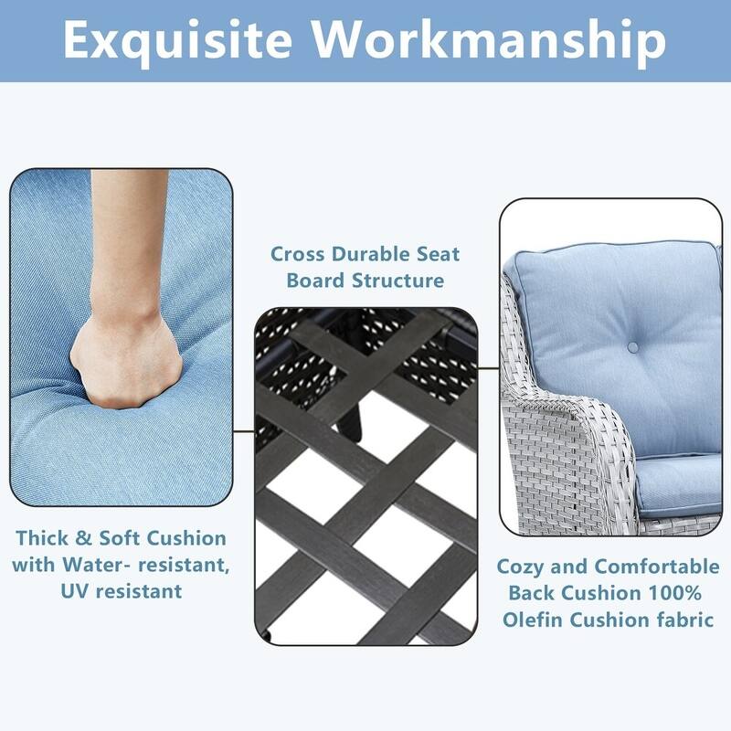 Gymojoy Outdoor Sofa Chair Ottoman Seating with Cushions