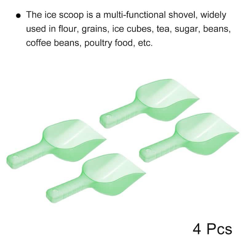 4Pcs Ice Scoop Plastic 5.9x3.3x2.4" Flour Cereal Sugar Shovel Green
