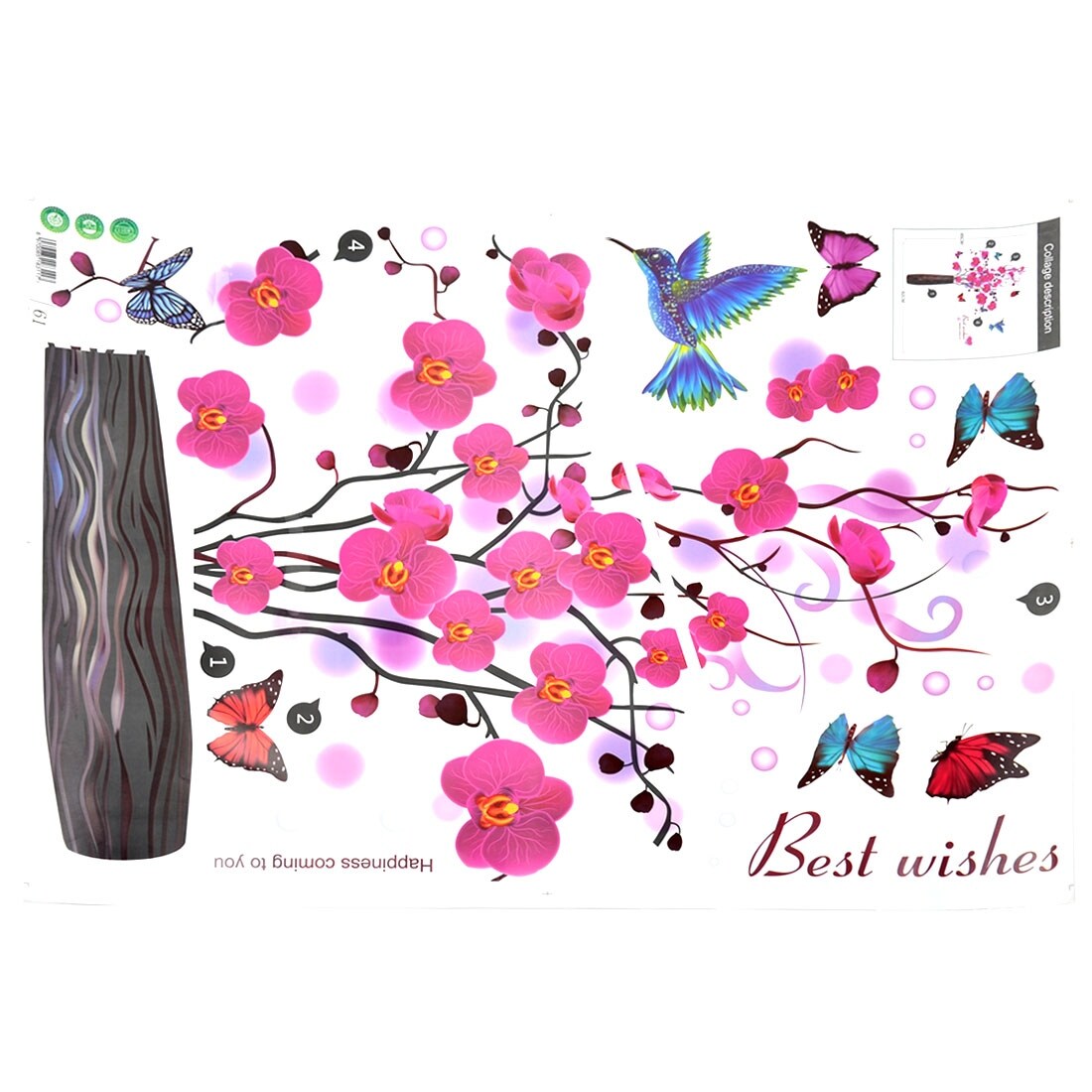 Shop Meeting Room Pvc Floral Printed Diy Self Adhesive Wall