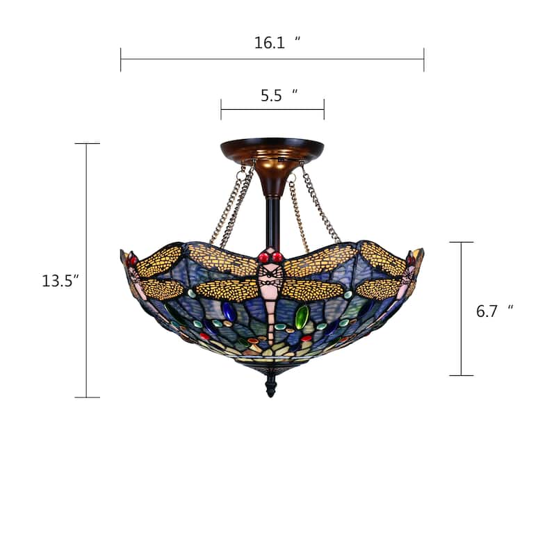 Dragonfly Design 2-light Dark Bronze Semi-Flush Mount Fixture