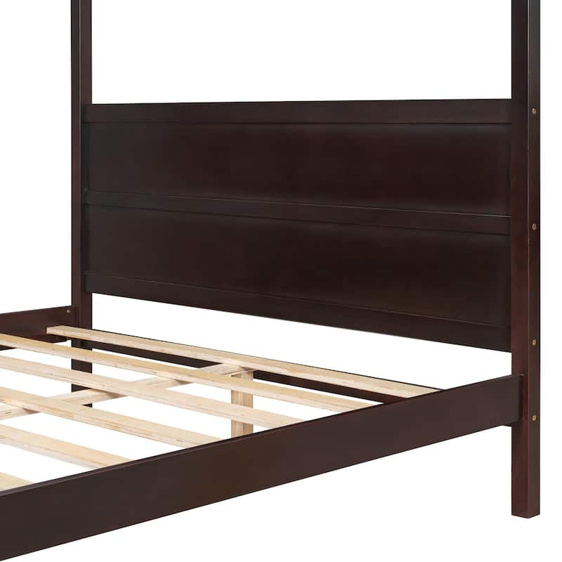 Queen Size Canopy Platform Bed with Headboard and Footboard,Slat Support Leg