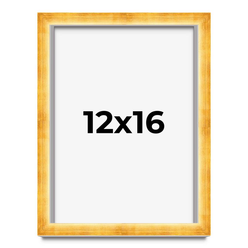 12x16 Shadow Box Frame Gold | 1.625 Inches Deep Real Wood Traditional