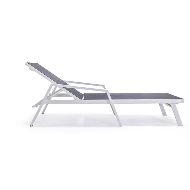 Marlin Adjustable Aluminum Patio Lounge Chair with UV-Protected Breathable Mesh Sling and Armrests, Fully Reclining