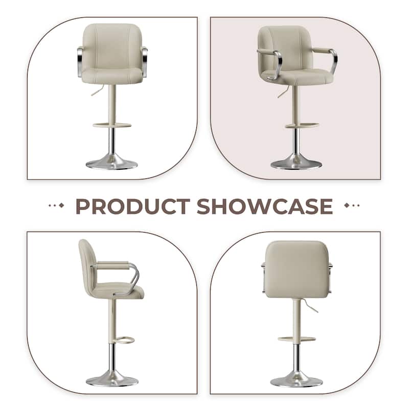 Swivel Bar Stools with Back Support - Adjustable Height Counter Stools for Kitchen Island & Home Bar