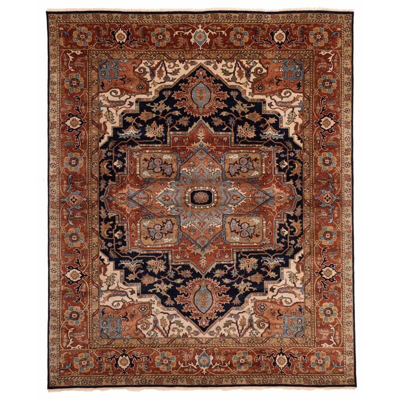 ECARPETGALLERY Hand-knotted Jules Sultane Dark Navy Wool Rug - 7'11 x 9'9