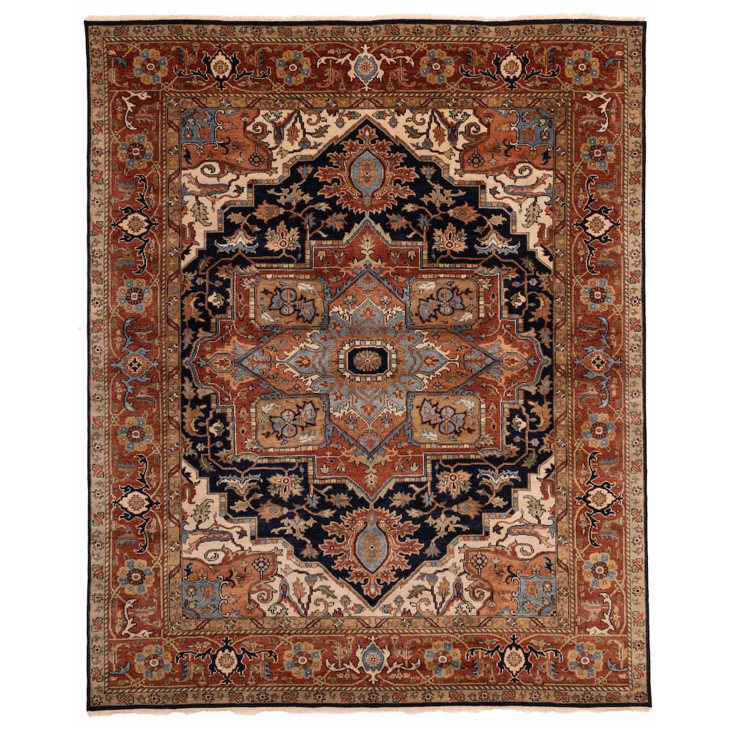 ECARPETGALLERY Hand-knotted Jules Sultane Dark Navy Wool Rug - 7'11 x 9'9