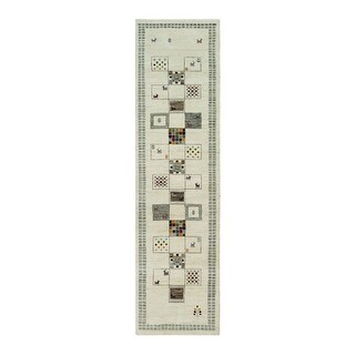 Shahbanu Rugs Ivory Thick and Plush Soft Wool Lori Buft Gabbeh with ...