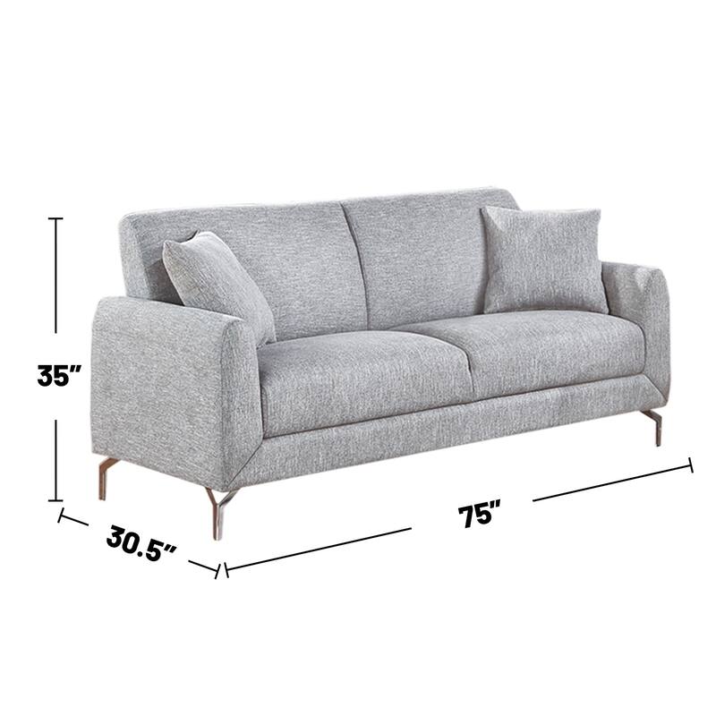 2 Piece Burlap-Like-Fabric Sofa Set with 2 Pillows