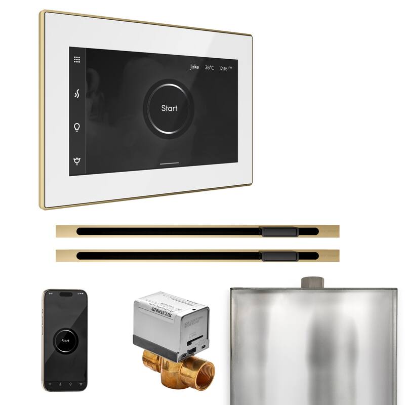 Mr Steam BXXL Xbutler Max Linear Package Steam Shower Control Package - White / Satin Brass