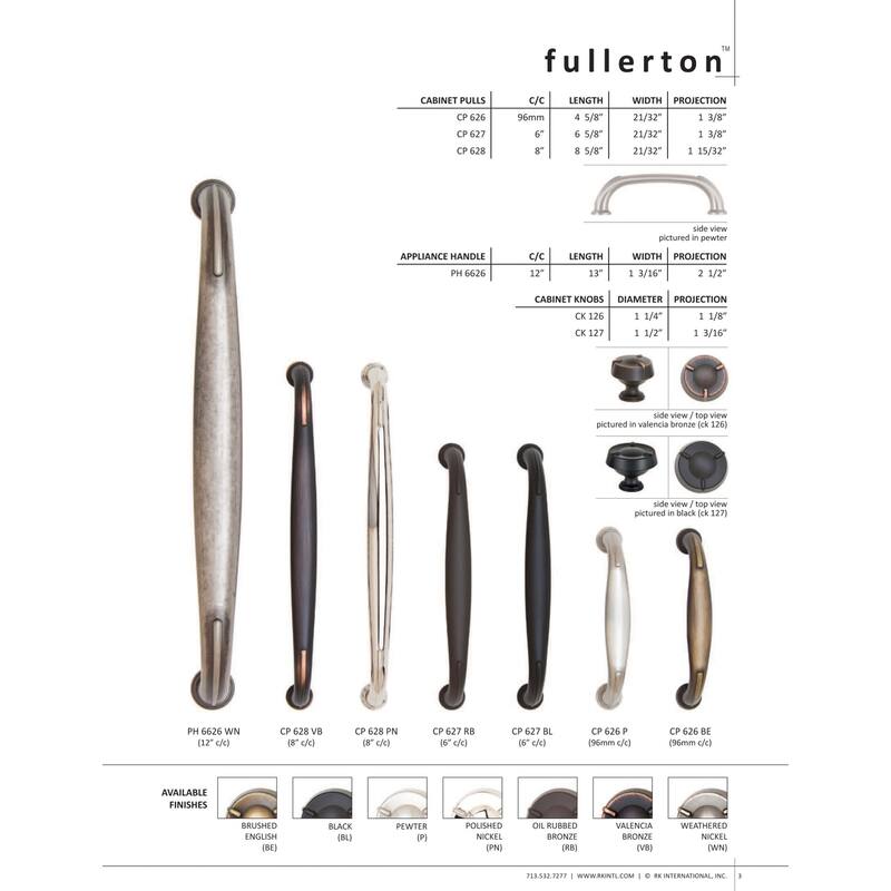 RK International Fullerton 3-3/4 Inch Center to Center Arch Cabinet