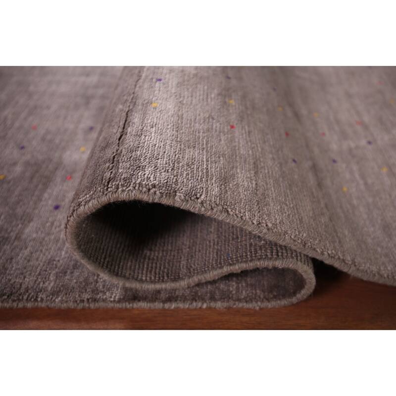 Gabbeh Oriental Area Rug Hand-Knotted Tribal Brown Wool Carpet - 7'8"x 9'9"