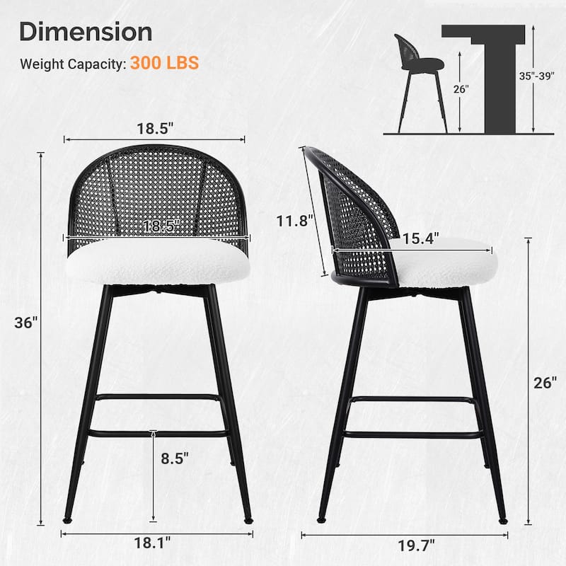 26"/29" Swivel Barstools Counter Height Bar Stool w/ Metal Legs