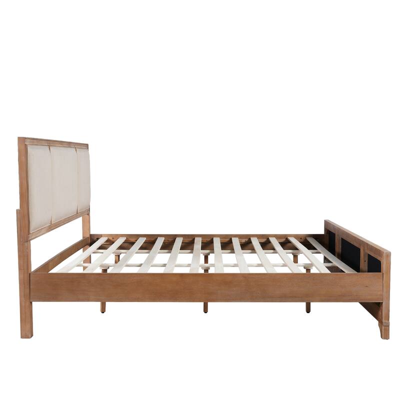 Christopher Knight Home - Hendrix Modern Farmhouse Upholstered Wood Platform Bed with Panel Headboard and Footboard