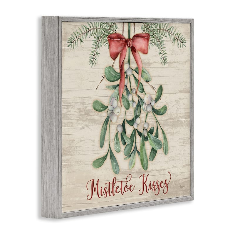 Stupell Rustic Mistletoe Kisses Framed Giclee Art Design By Mollie B.