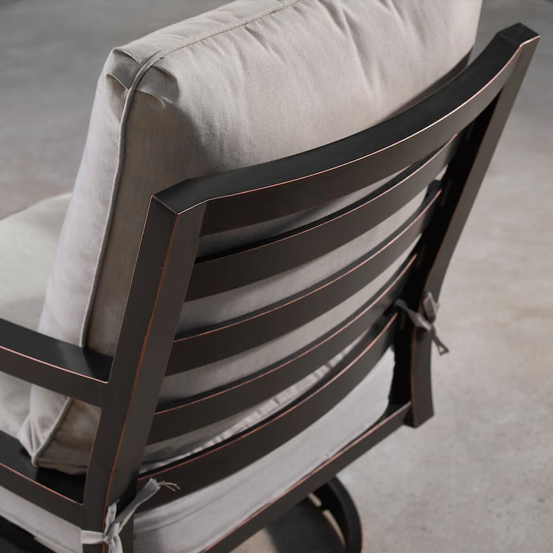 Aluminum Outdoor Deep Seating Swivel Rocking Club Chairs in Antique Copper Finish with Thick Grey Polyester Cushions (set of 2)
