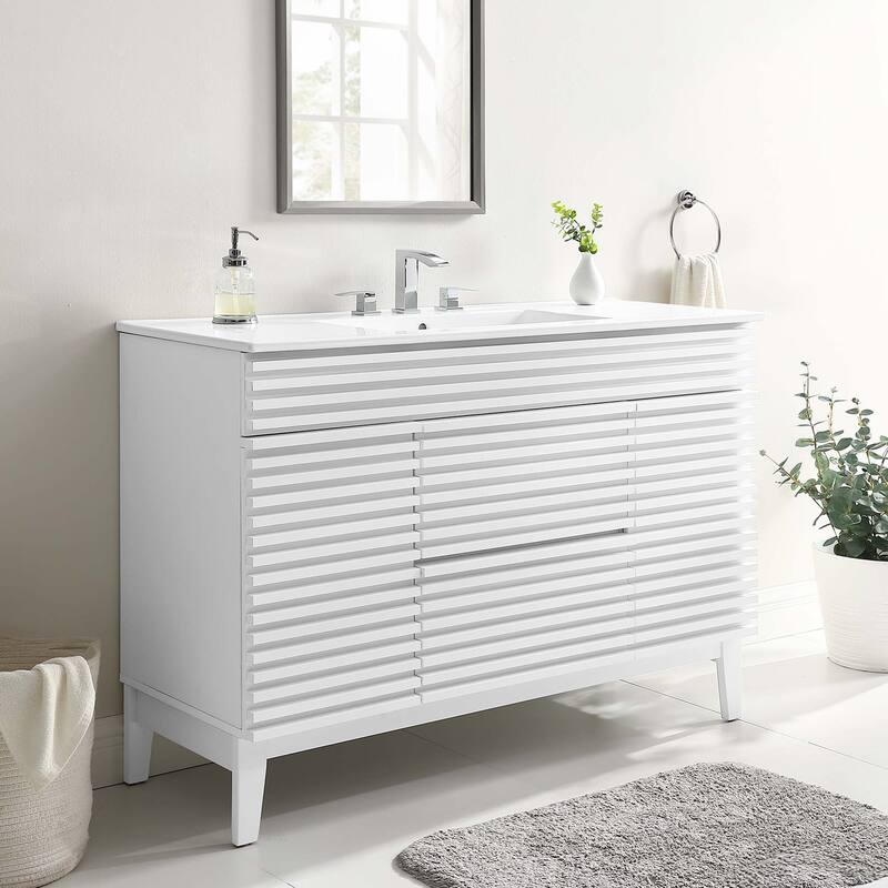 Render 48" Single Sink Bathroom Vanity - White White