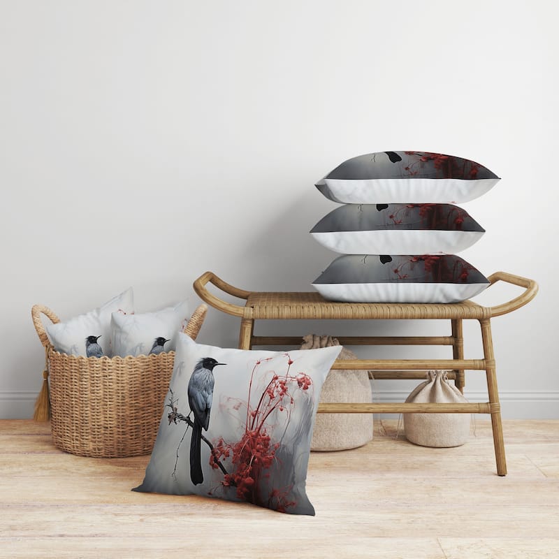 Winter Wishper Faux Suede Reversible Throw Pillow Gray and Red