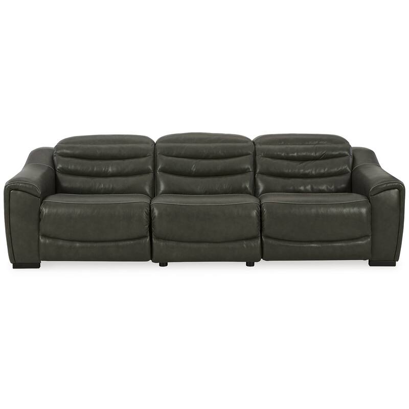 Signature Design by Ashley Center Line Gray Sofa and Loveseat - 111" W x 40" D x 35" H