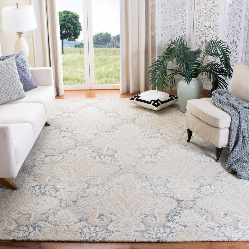 SAFAVIEH Handmade Micro-Loop Doinita Modern Wool Rug - 8' x 10' - Charcoal/Ivory