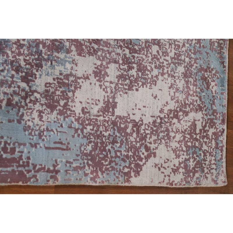 Modern Indian Abstract Rug Hand-Knotted Wool Carpet - 4'0"x 5'9"