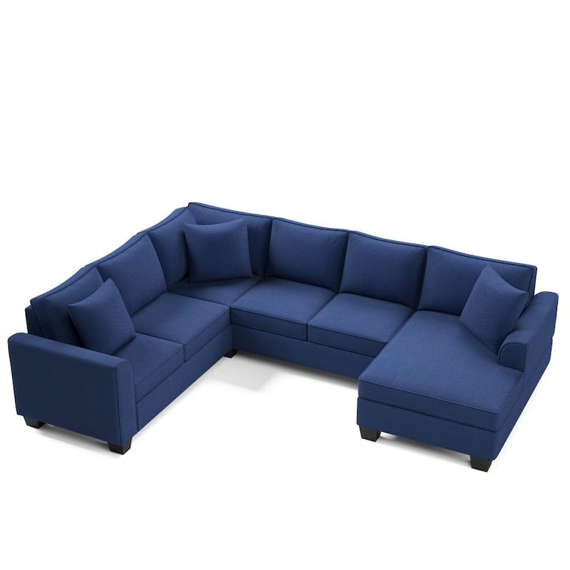 110*86" Sectional Sofa Upholstered Modern English Arm Classic U-shaped Sofa 3 Pillows Included