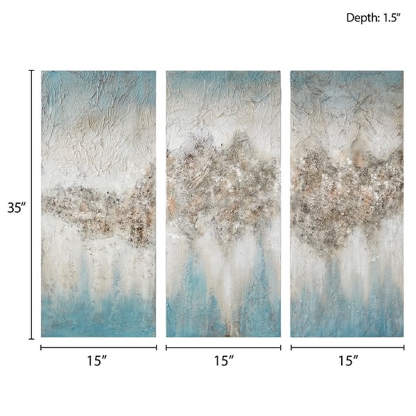 dimension image slide 1 of 2, Madison Park Luminous Heavily Embellished 3-piece Canvas Wall Art Set