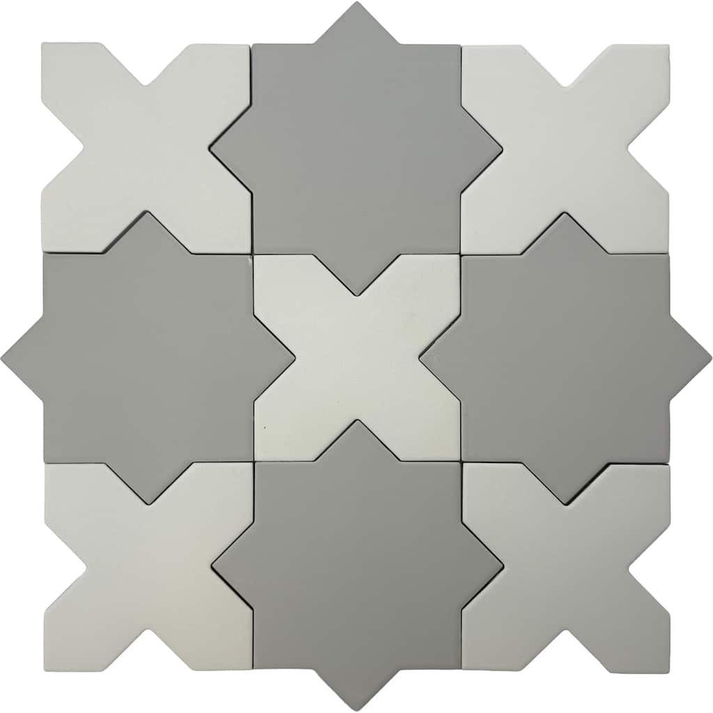 Seville 7" Star with 5" Cross Matte Porcelain Wall and Floor Tile (10.62 sq ft/case) - 68 Pack