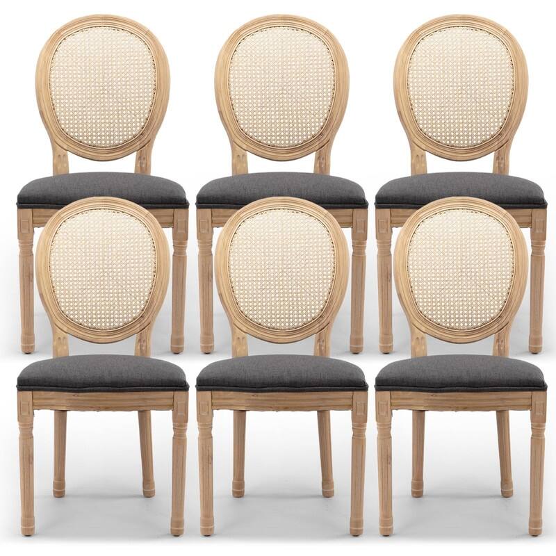 Upholstered French Style Nailhead Dining Chairs(Set of 6)