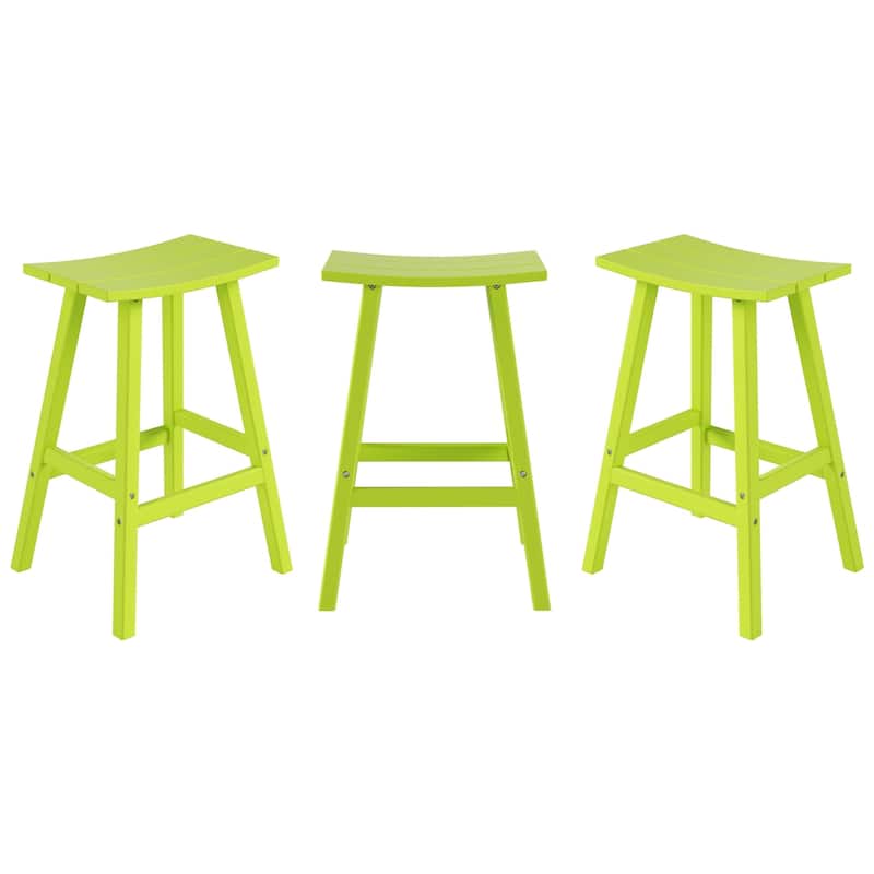 Laguna Hdpe All Weather Outdoor Patio 29" Saddle Seat Bar Stool (Set Of 3)