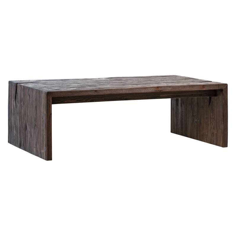 Evie Reclaimed Pine Waterfall Coffee Table, Espresso