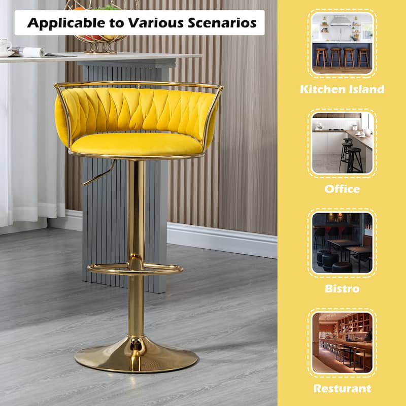 Modern Velvet 26" Adjustable Swivel Bar Stools (Set of 4)