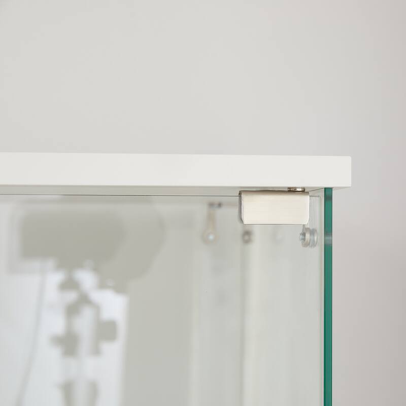 4 Tier Glass Display Cabinet, Double Door Glass Cabinet with Two Locks, Floor Standing Storage Cabinet with 6 Acrylic Shelves