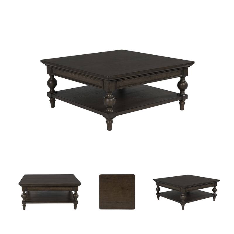Signature Design by Ashley Veramond Dark Brown Square Cocktail Table - 42" W x 42" D x 18.63" H
