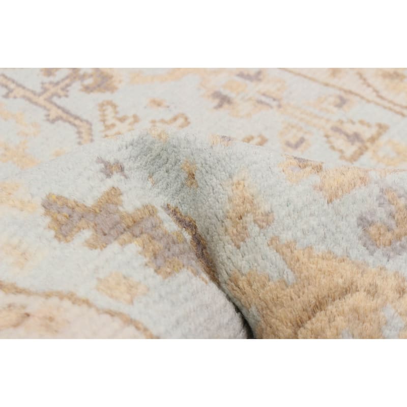 ECARPETGALLERY Hand-knotted Royal Oushak Light Blue Wool Rug - 2'6 x 8'2