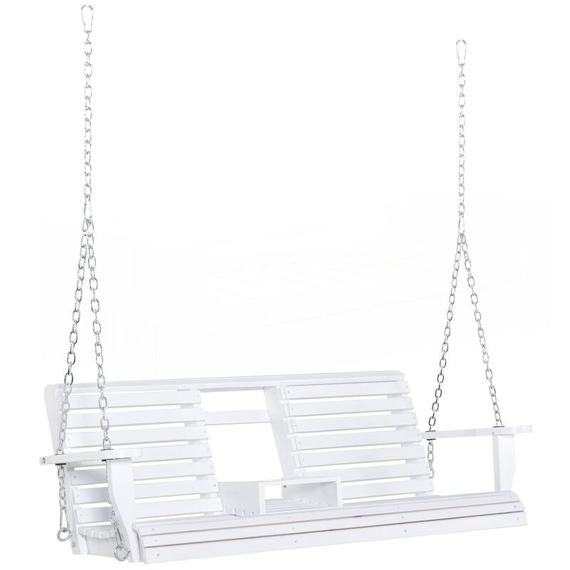Patio Swing Bench with Folding Coffee Table
