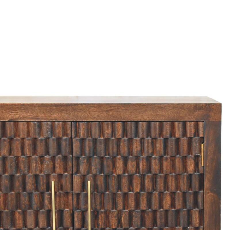 Artisan Furniture Solid Wood Vesta Textured Cabinet, Brown, 2-Doors