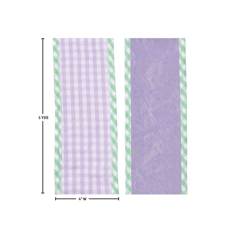 4"X5Y Spring Gingham With Border Ribbon