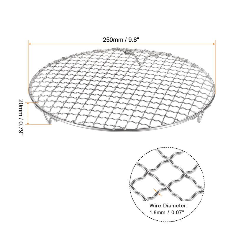 2pcs Round Cooking Rack 9.8" 201 Stainless Steel Barbecue Grill with 20mm Legs - 9.8 Inch - Silver
