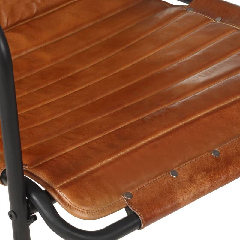 vidaXL Relaxing Armchair with a Footrest Brown Real Leather - 21.3" x 28" x 31.5"