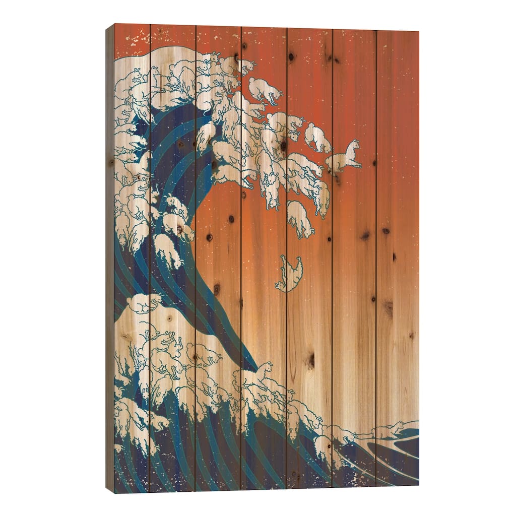 Llama Waves Print On Wood by Big Nose Work - Multi-Color